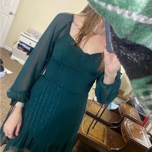 Lily Rose Teal Long-Sleeve Dress